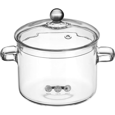 DOITOOL glass saucepan 2 quarts with lid for watching simmering pasta