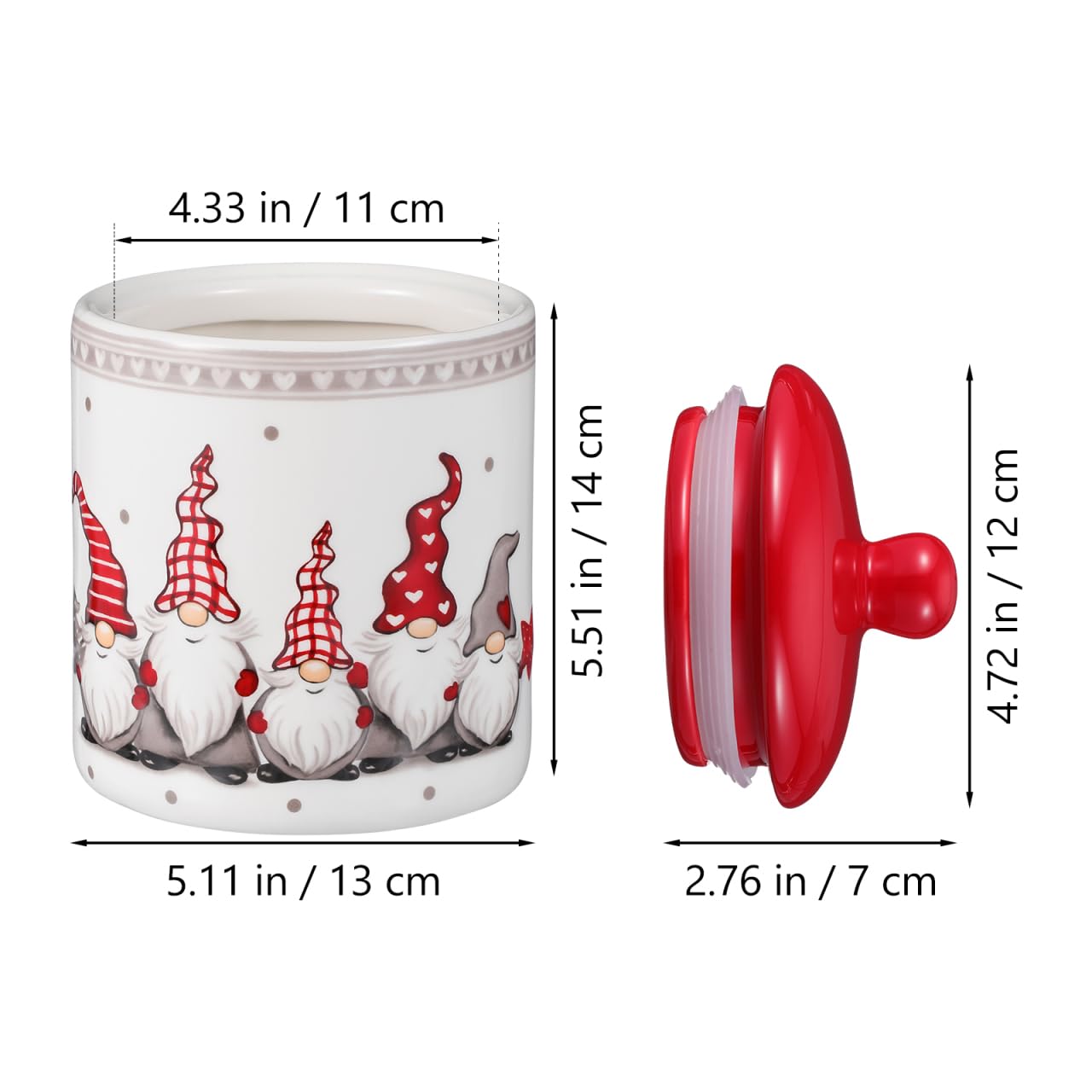 DOITOOL ceramic cookie jar red lid enables easy sealing and freshness.