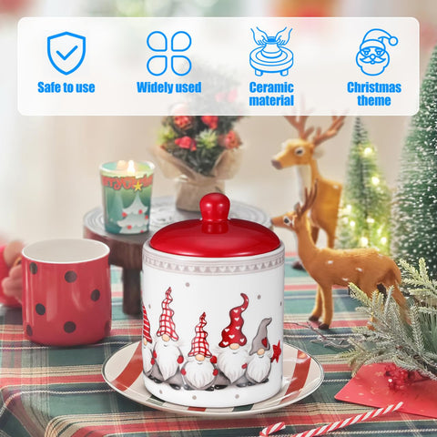 DOITOOL gnome cookie jar printed gnome for kitchen decor and storage.