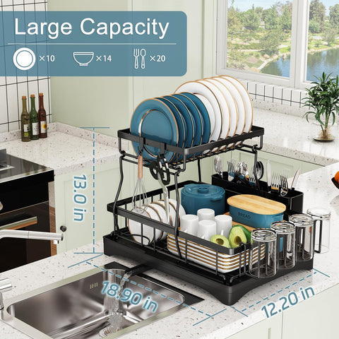 Doitsf rack with drainboard and 360-degree spout for dry countertops