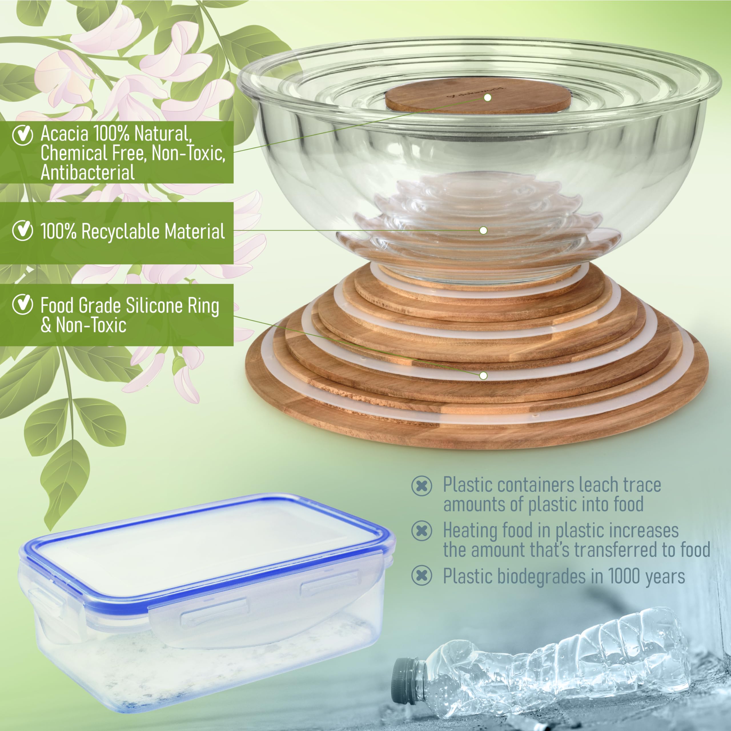 BPA-free glass bowls support recyclable kitchenware
