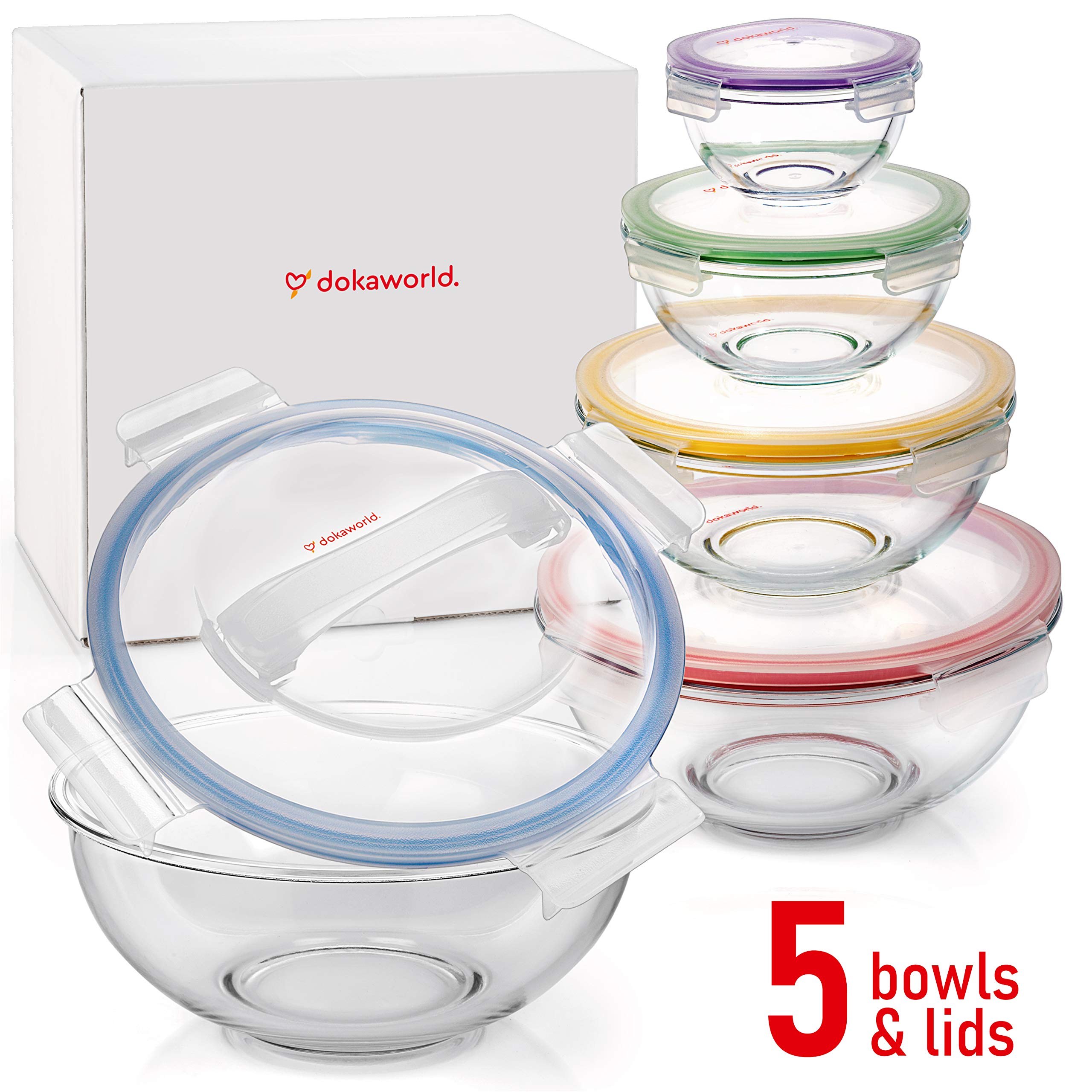 Dokaworld microwave safe glass bowls for reheating and cooking