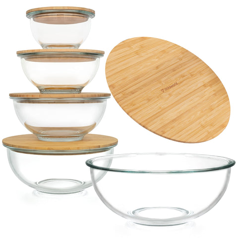 dokaworld stackable glass bowls with bamboo lids save kitchen space