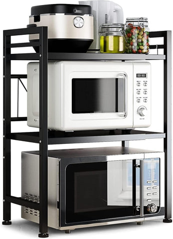 DOLALIKE expandable microwave rack extended on counter for extra kitchen storage