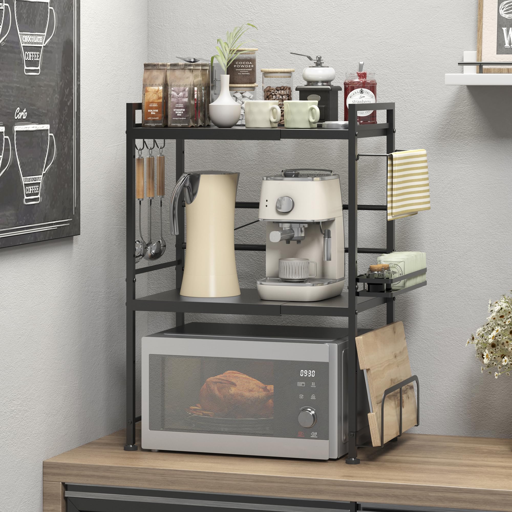 DOLALIKE microwave shelf spice organizer keeps seasonings within reach