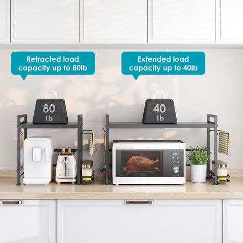 Dolalike space-saving kitchen organization helps keep counters clear.