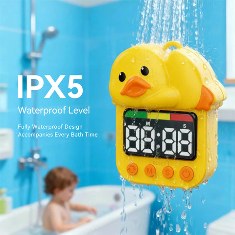 Doli Yearning duck timer in a bathroom scene for kids’ routines.