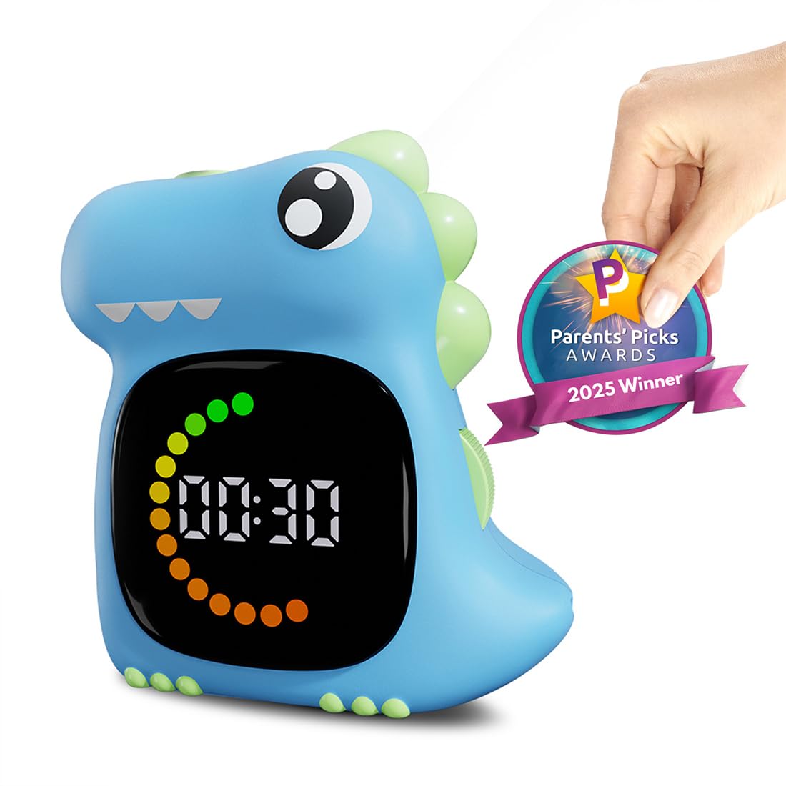 DoliWish dinosaur timer front view with bright LED progress for focused study
