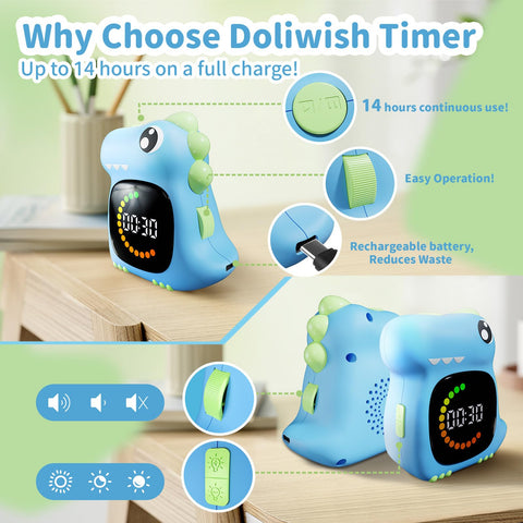 DoliWish dinosaur timer safety materials with smooth edges