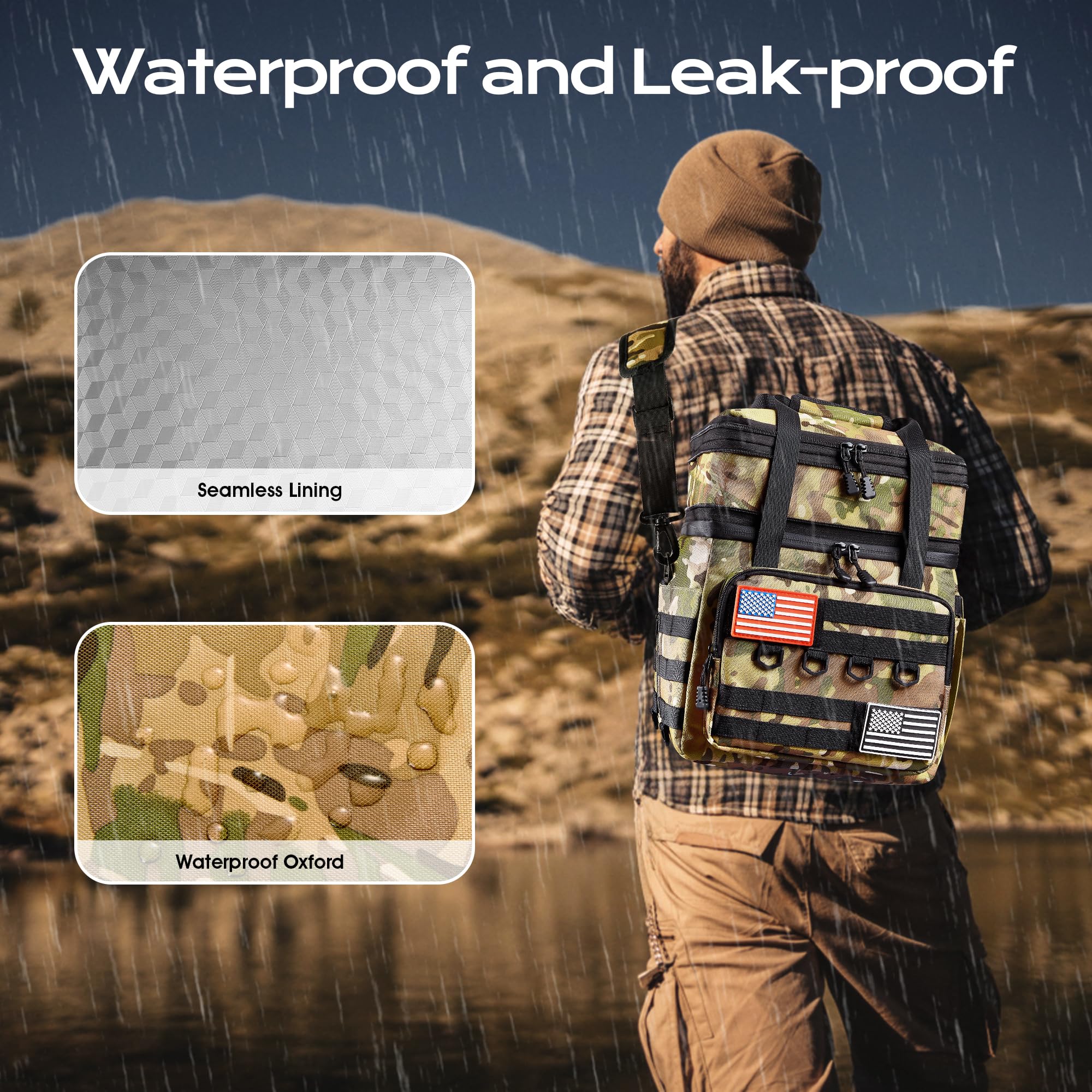 DOLOPL camouflage design lunch bag with rugged style for office or outdoors.
