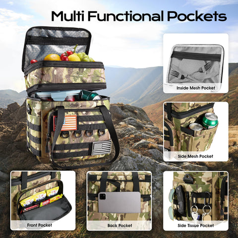 DOLOPL multiple pockets and straps for accessories during outdoor activities.