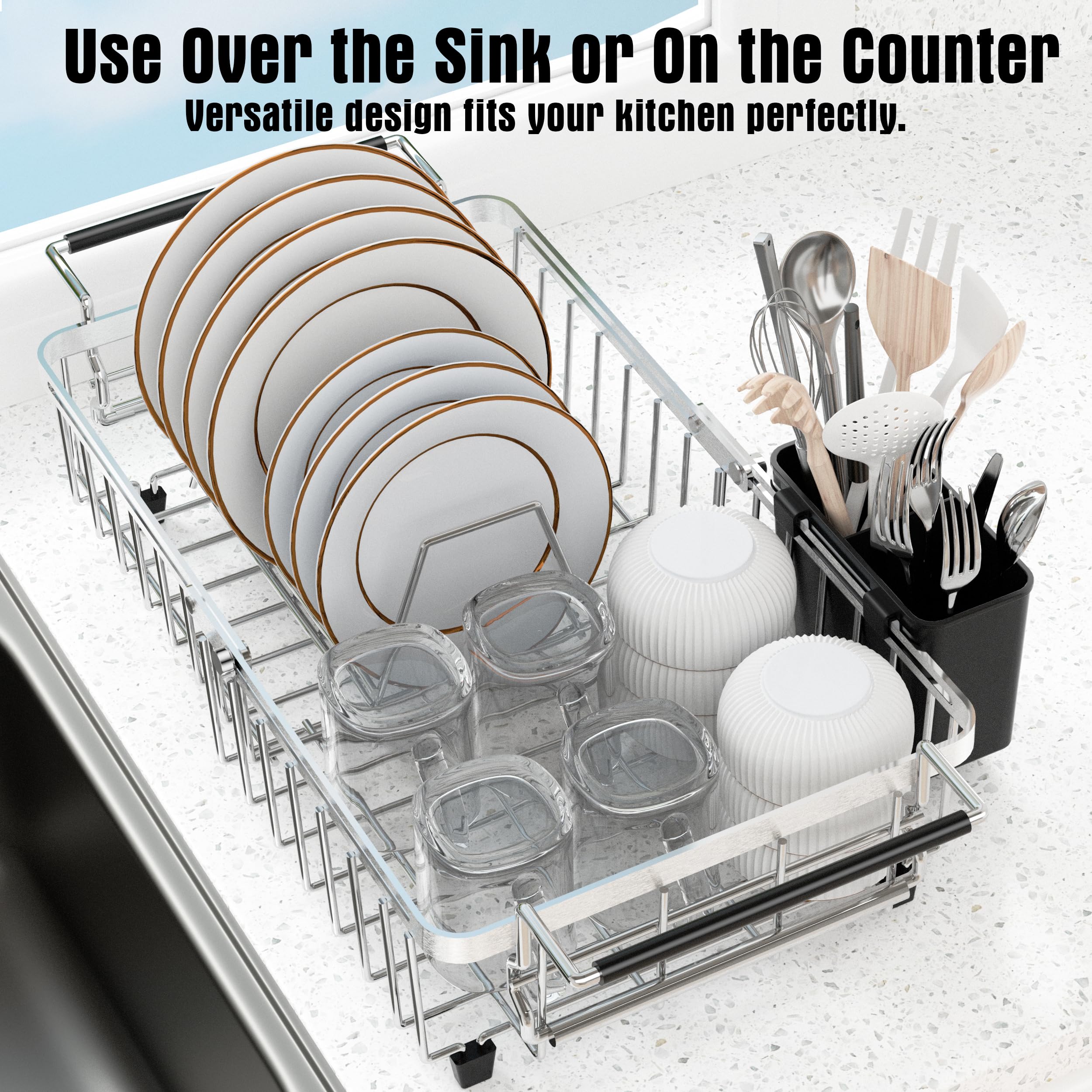 Dolreiik over sink drying rack installed for flexible placement