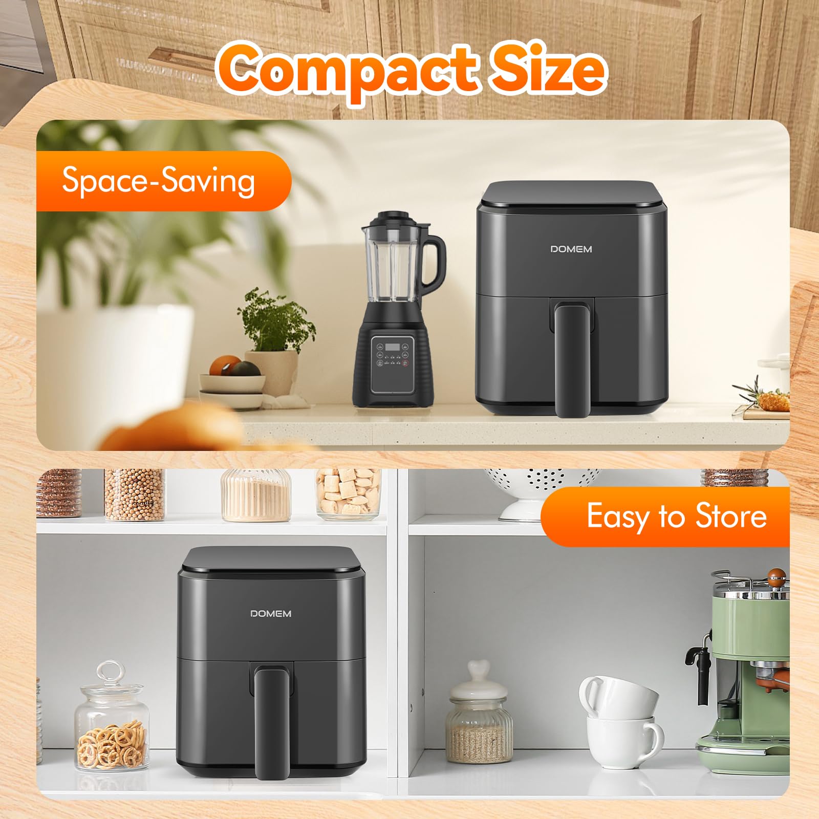 DOMEM recipe book included with the air fryer provides meal ideas.