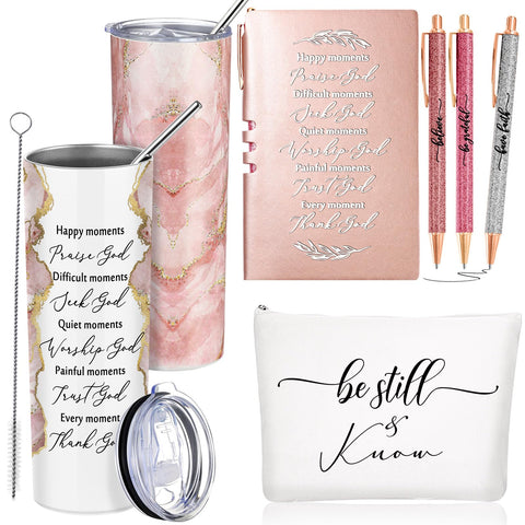 Domensi Bible marble tumbler with straw brush keeps drinks at the right temperature