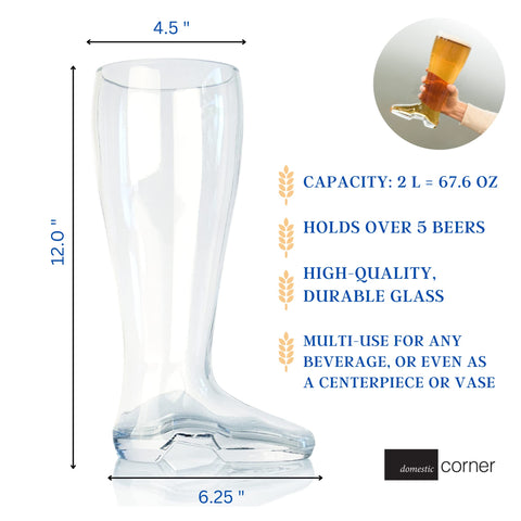 Close-up of the Das Boot glass highlighting boot-shaped design for lively gatherings.