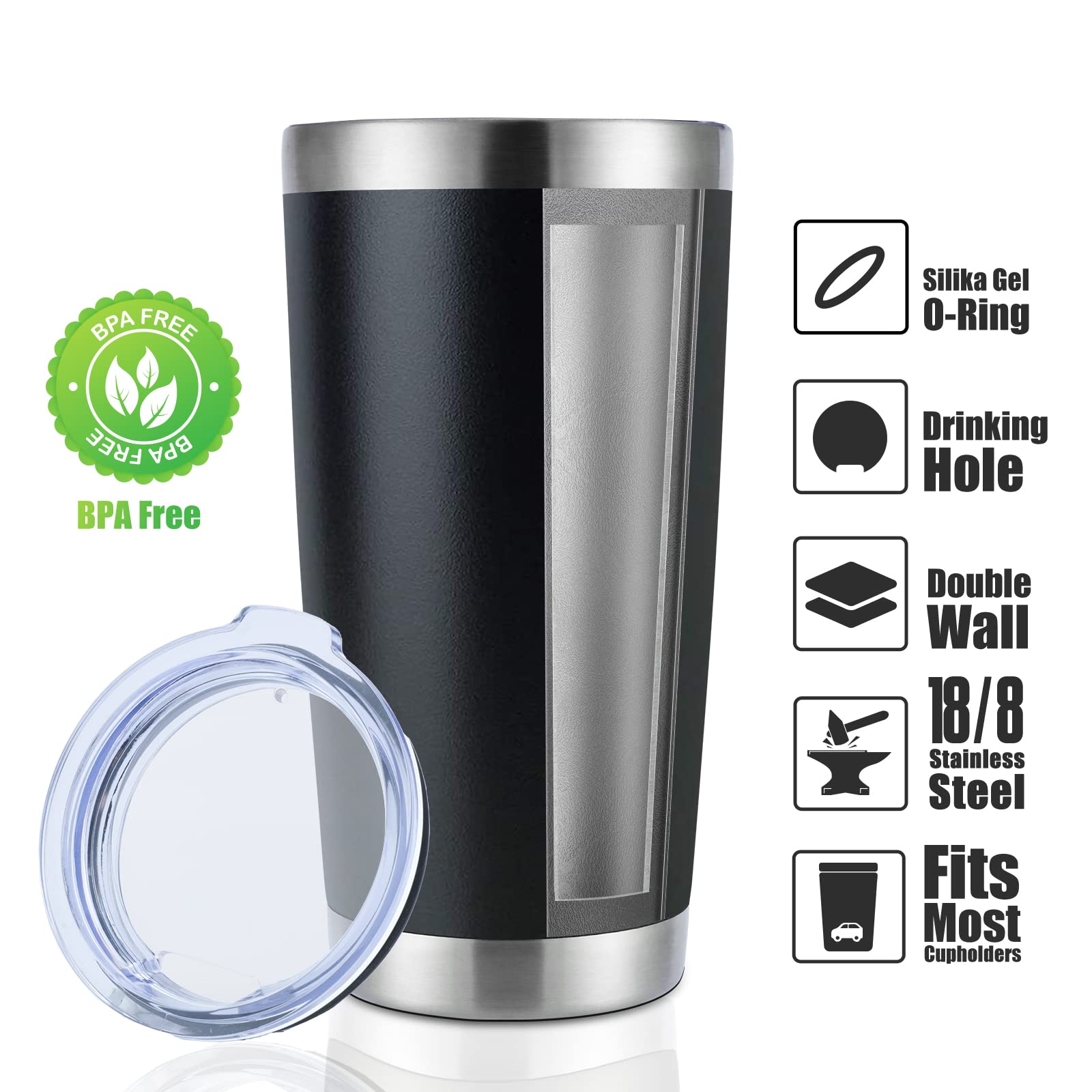 DOMICARE double-wall vacuum insulated mug keeps drinks hot or cold