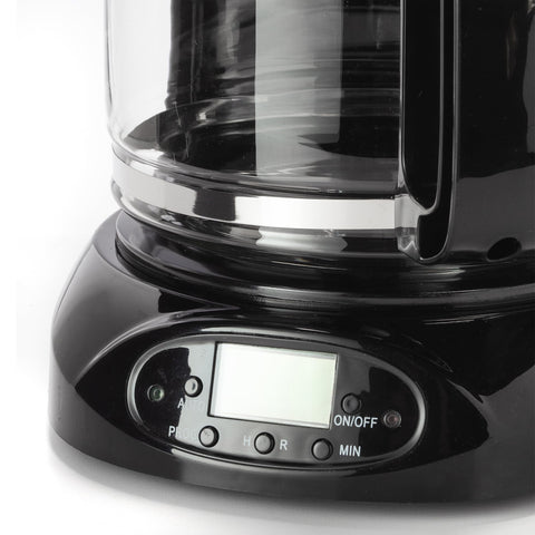 Dominion 15-Cup Deluxe coffee maker durable glass carafe stays clear and heat resistant.