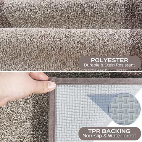 DOMUSTEX non-slip backing close up demonstrates secure grip on slick floors