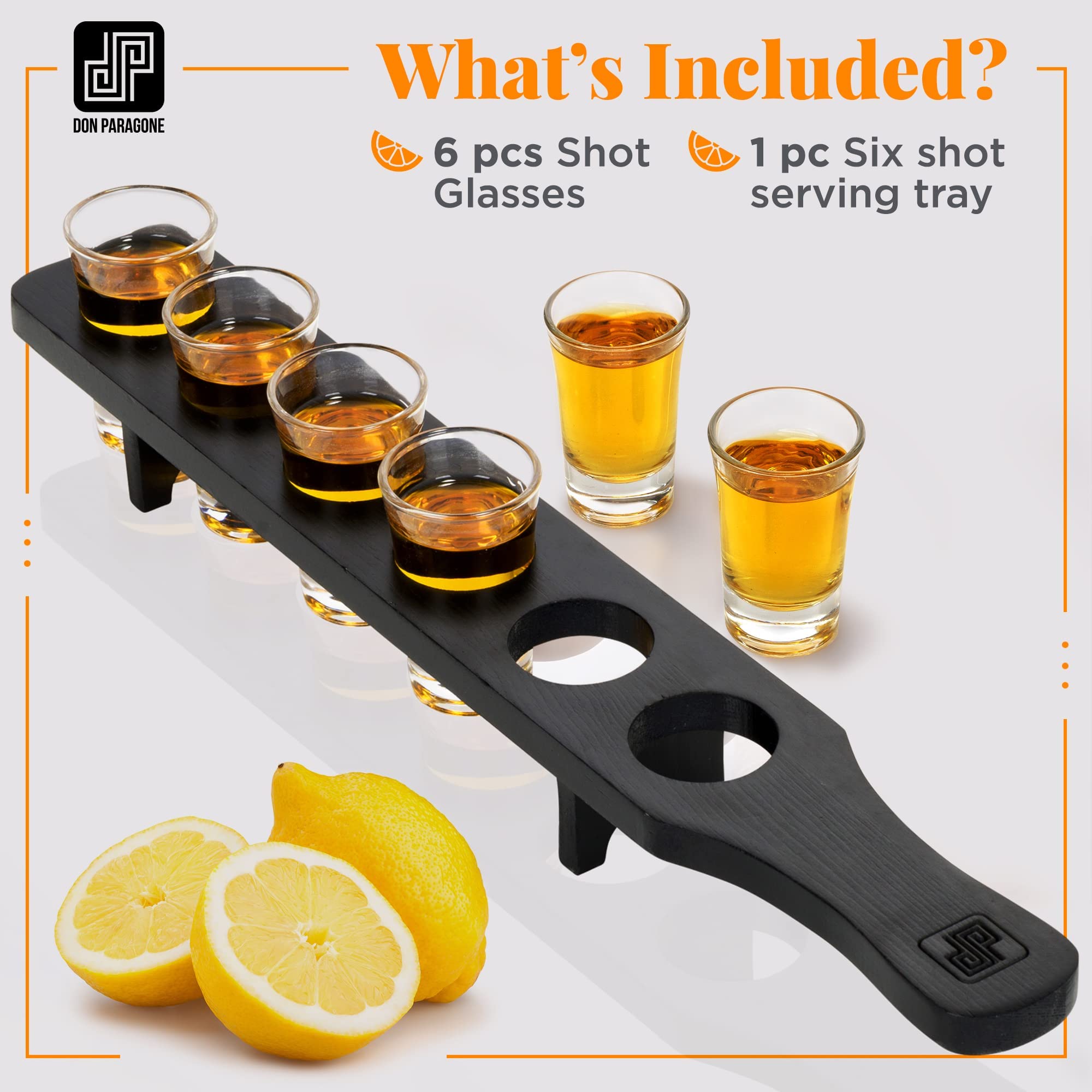 Don Paragone six-piece shot glasses set designed for stable, spill-free tequila pours