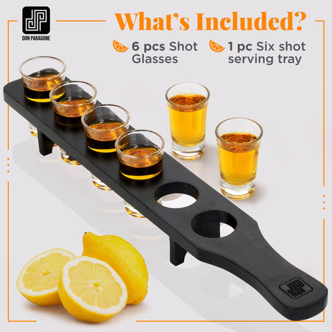 Don Paragone six-piece shot glasses set designed for stable, spill-free tequila pours