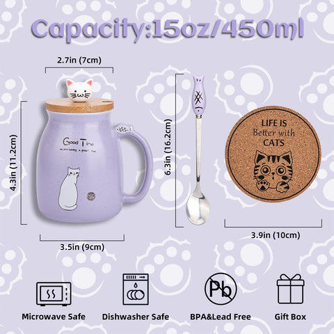 Blue cat mug close-up highlighting smooth ceramic and easy grip