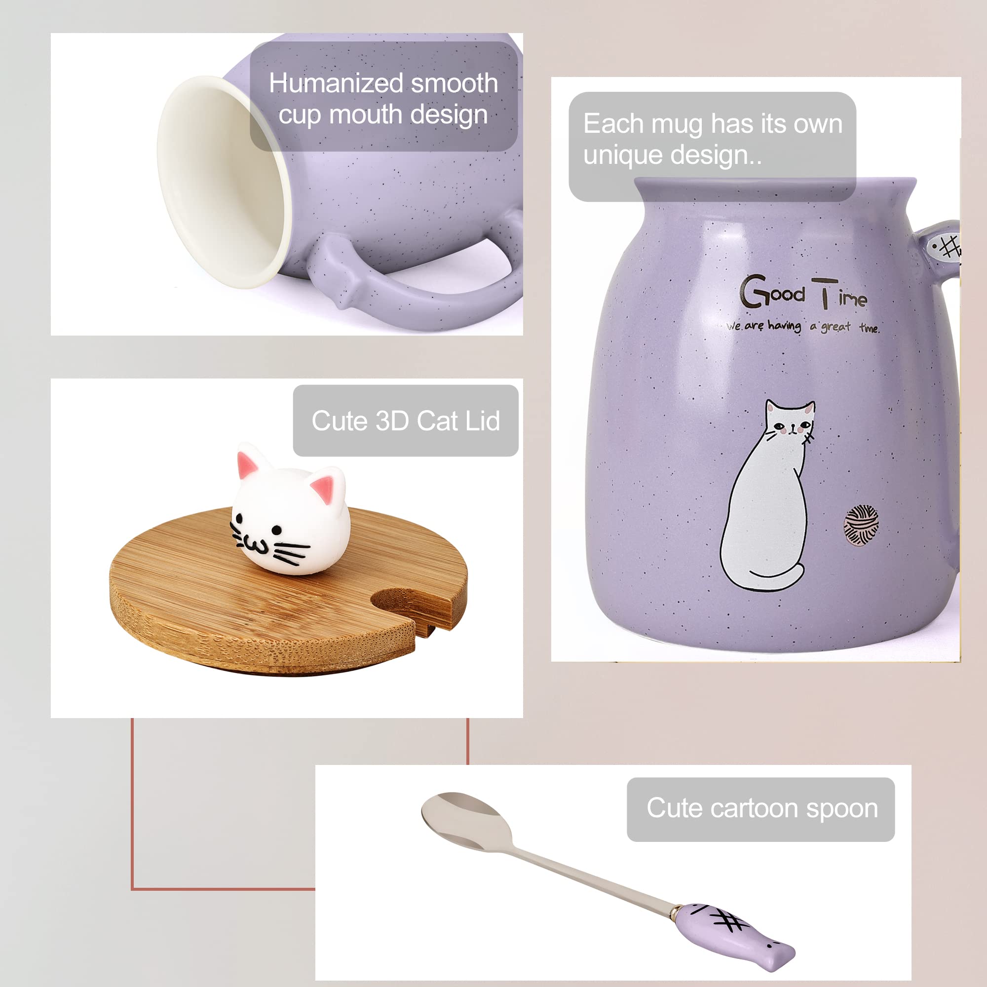 DONGSHANGIFT cat mug with large ergonomic handle for easy grip.