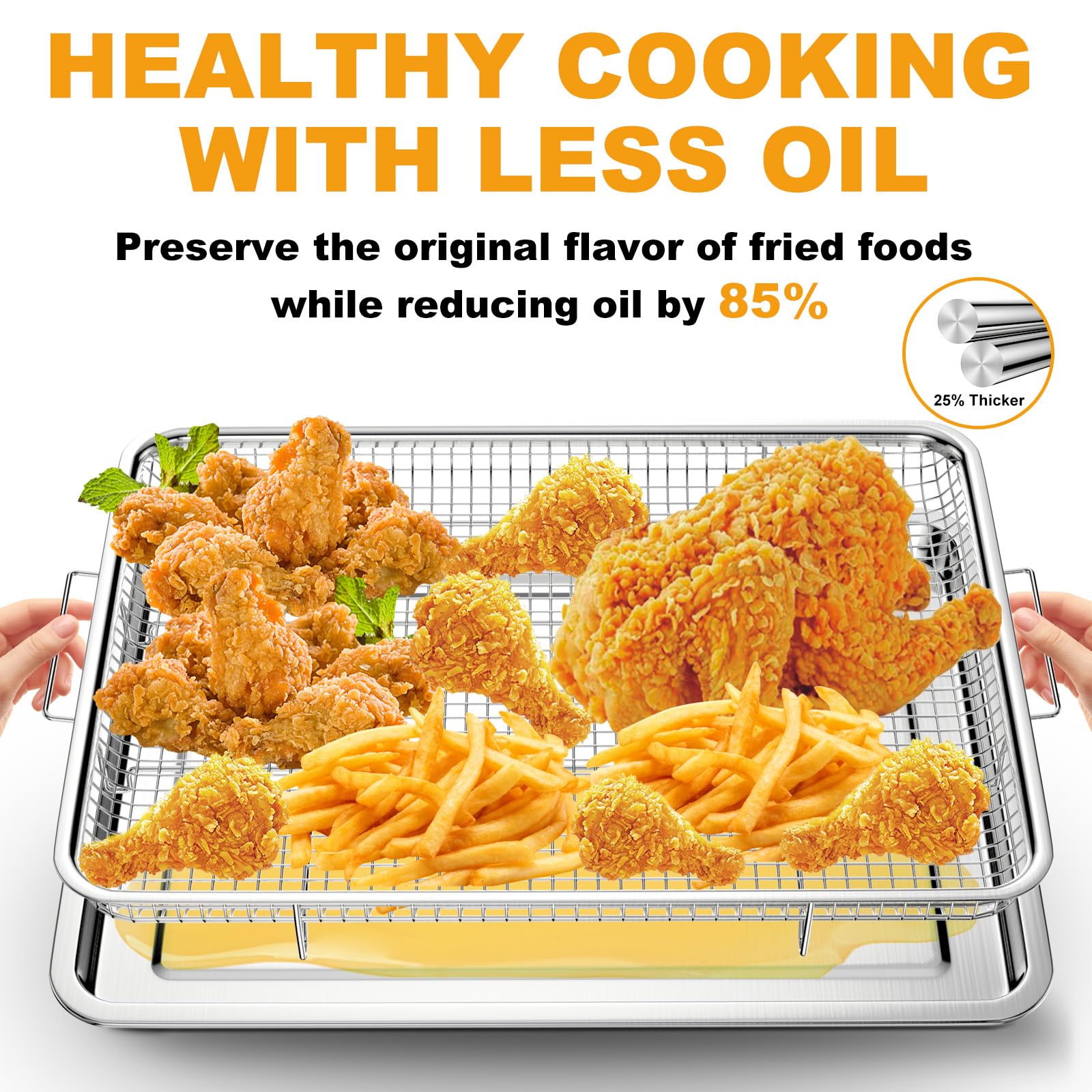 DONGULI stainless steel tray-oven-air-fryer-rack showcases durable construction for even baking.