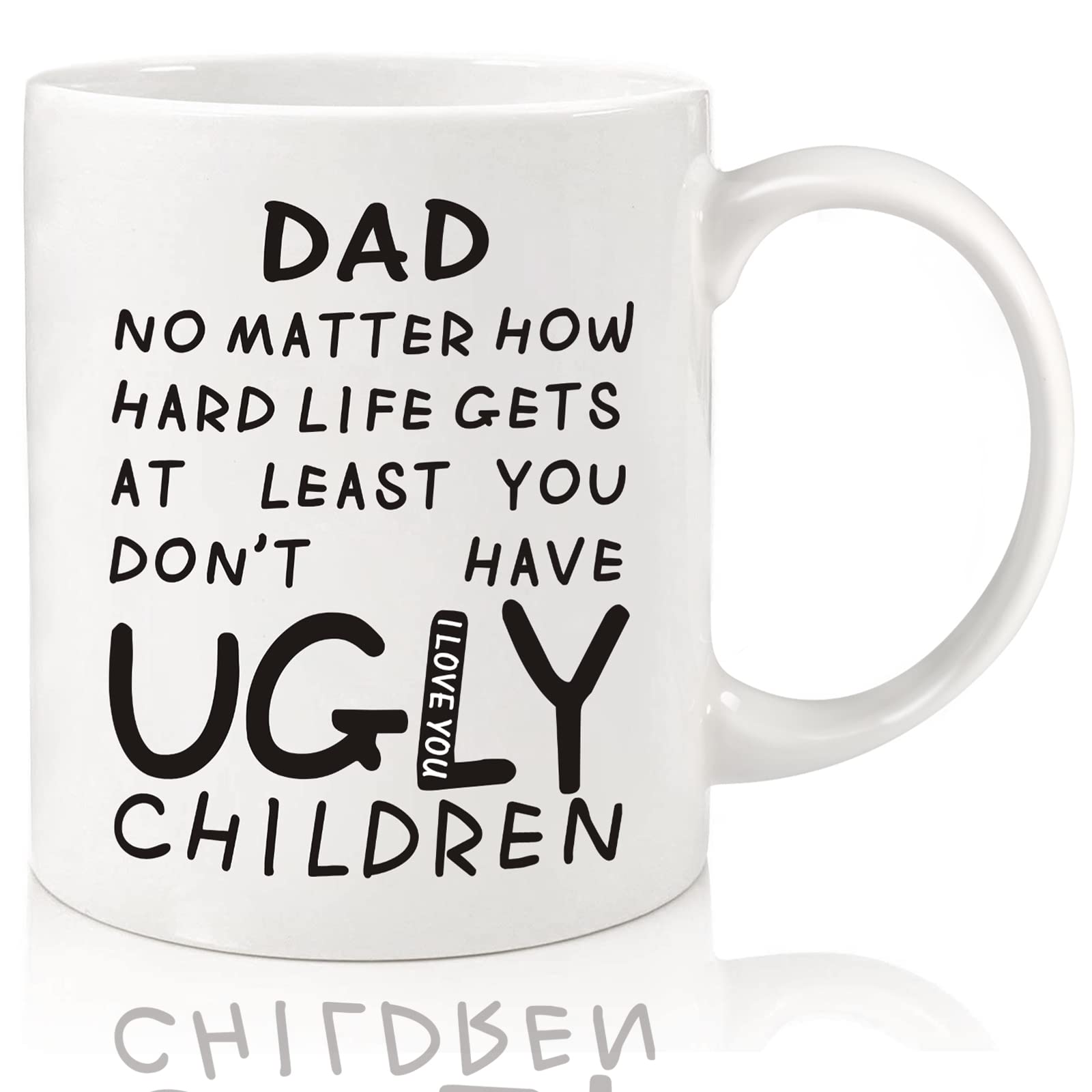 Donse 11oz dad mug front view with humorous quote for daily coffee