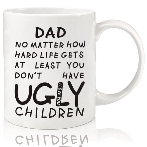 Donse 11oz dad mug front view with humorous quote for daily coffee