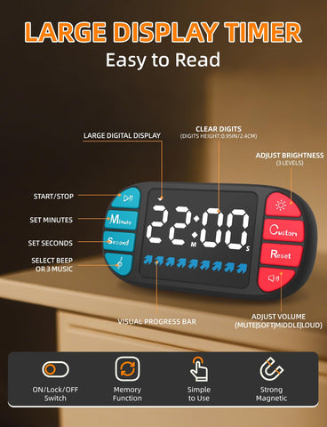 DOOMAY timer attached magnetically to fridge for quick cooking reference
