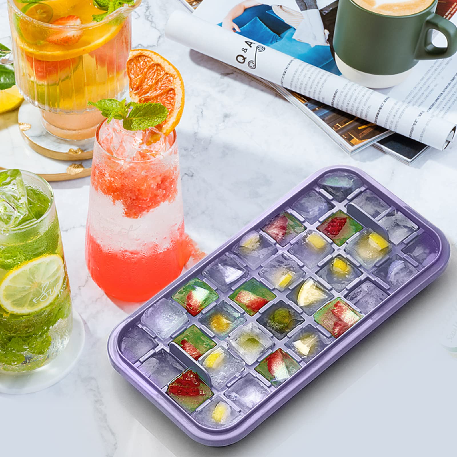 Doonly includes two 32-piece trays, lid, container, and scoop.