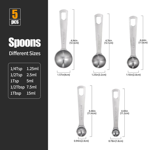 Doosu 18/8 stainless steel spoons with engraved measurements stay legible.