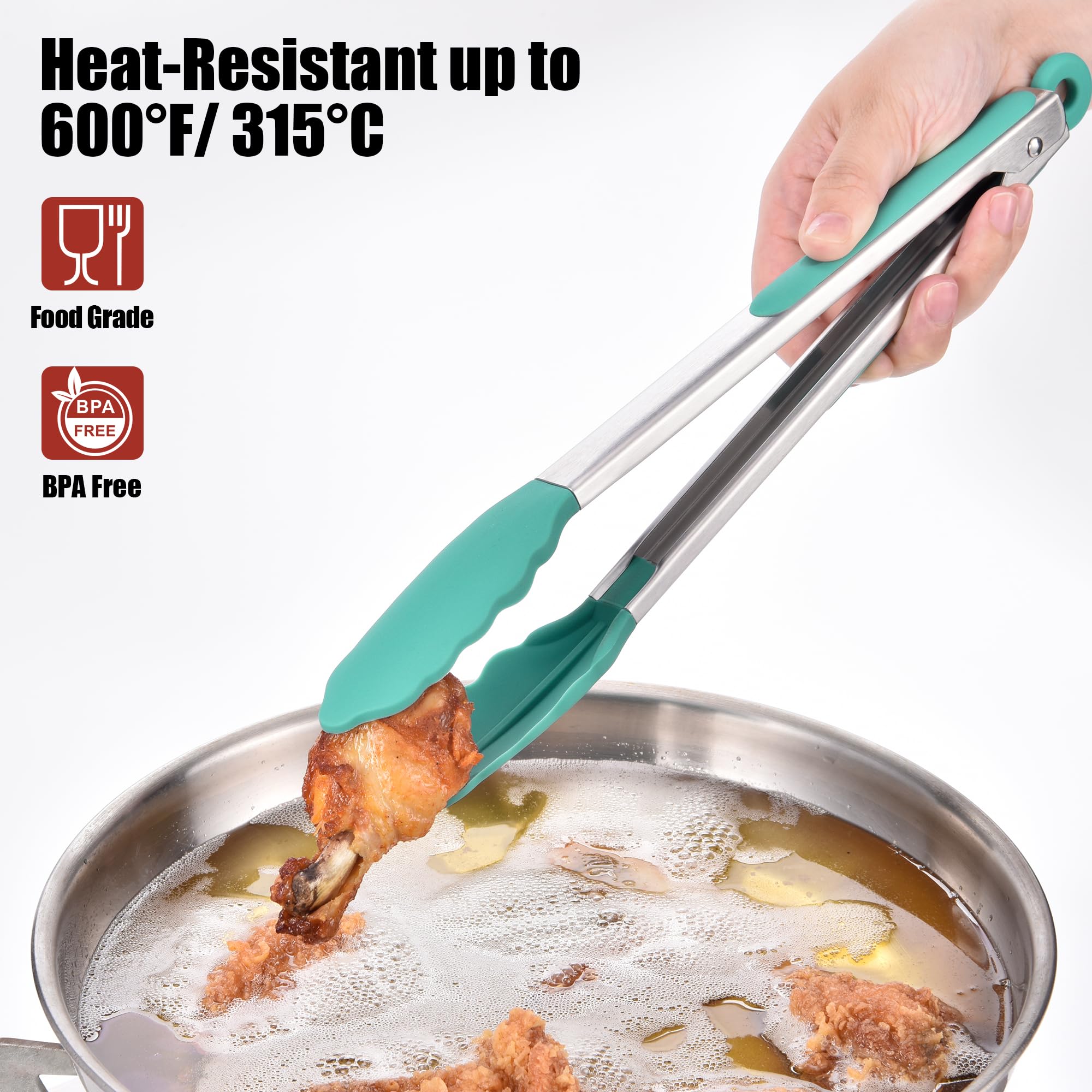 Doosu Kitchen Tongs locking mechanism keeps tongs closed for compact storage