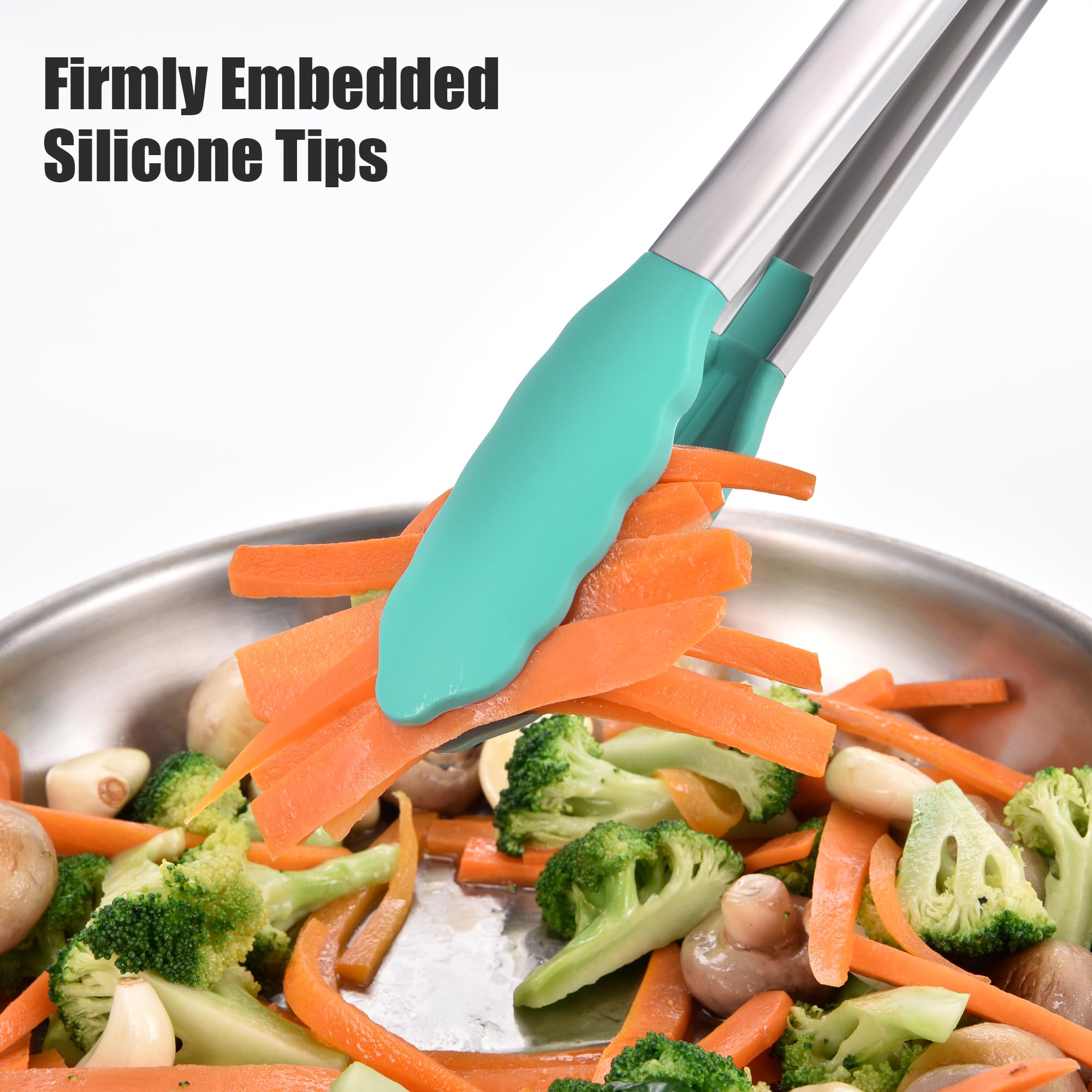Doosu Kitchen Tongs non-scratch silicone tips protect non-stick cookware