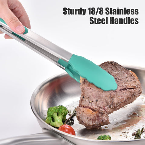 Doosu Kitchen Tongs sturdy stainless steel body withstands heavy use during cooking