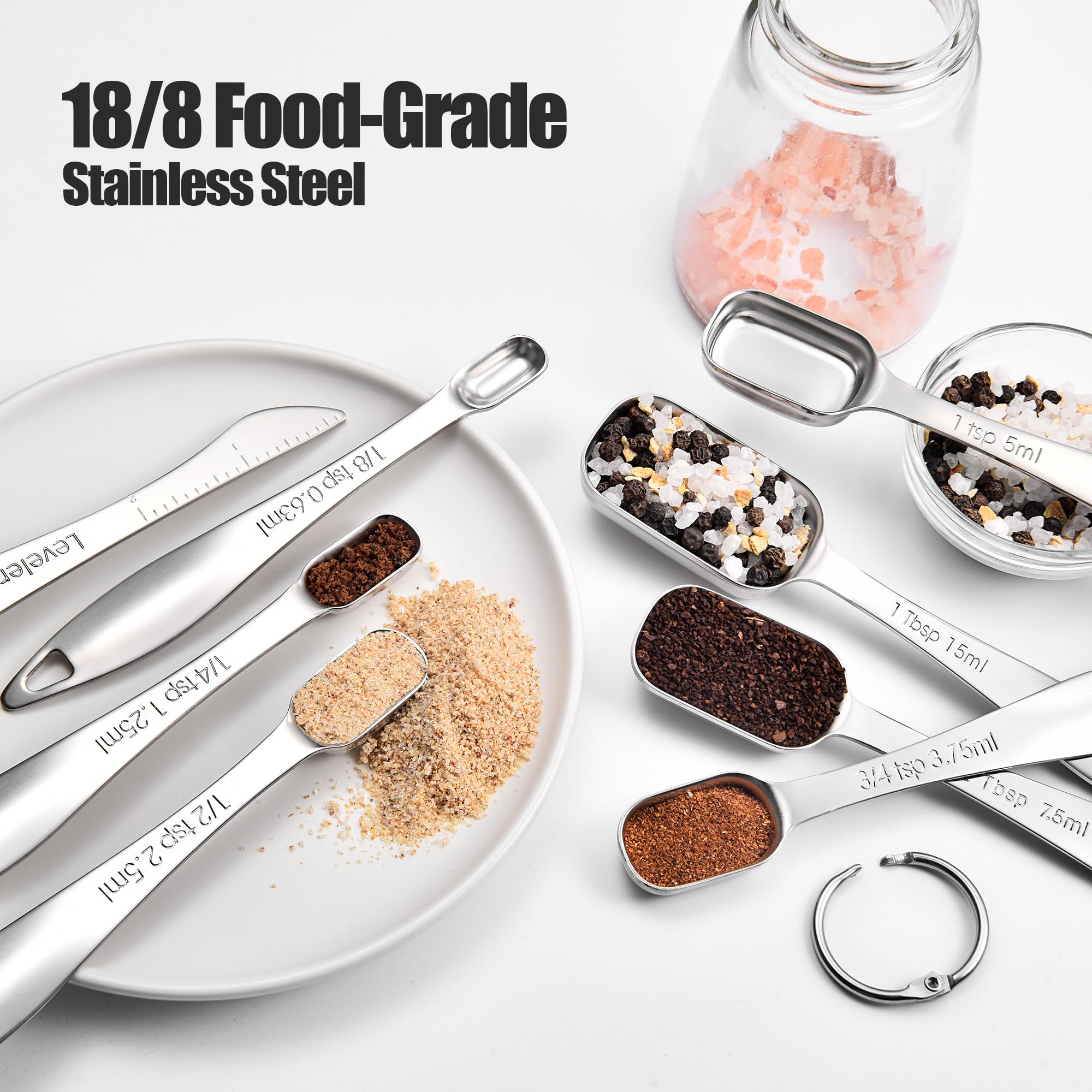 Doosu narrow-spice-jar scoop fits into tight jars for precise scoops.