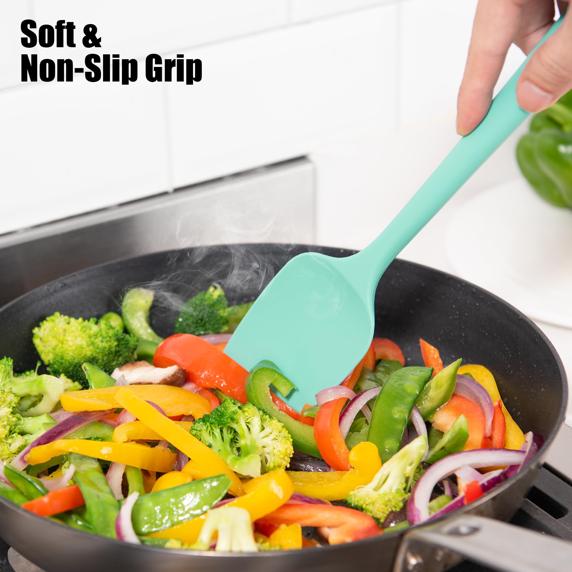 Doosu spoonula for mixing and scooping with flexible silicone safety