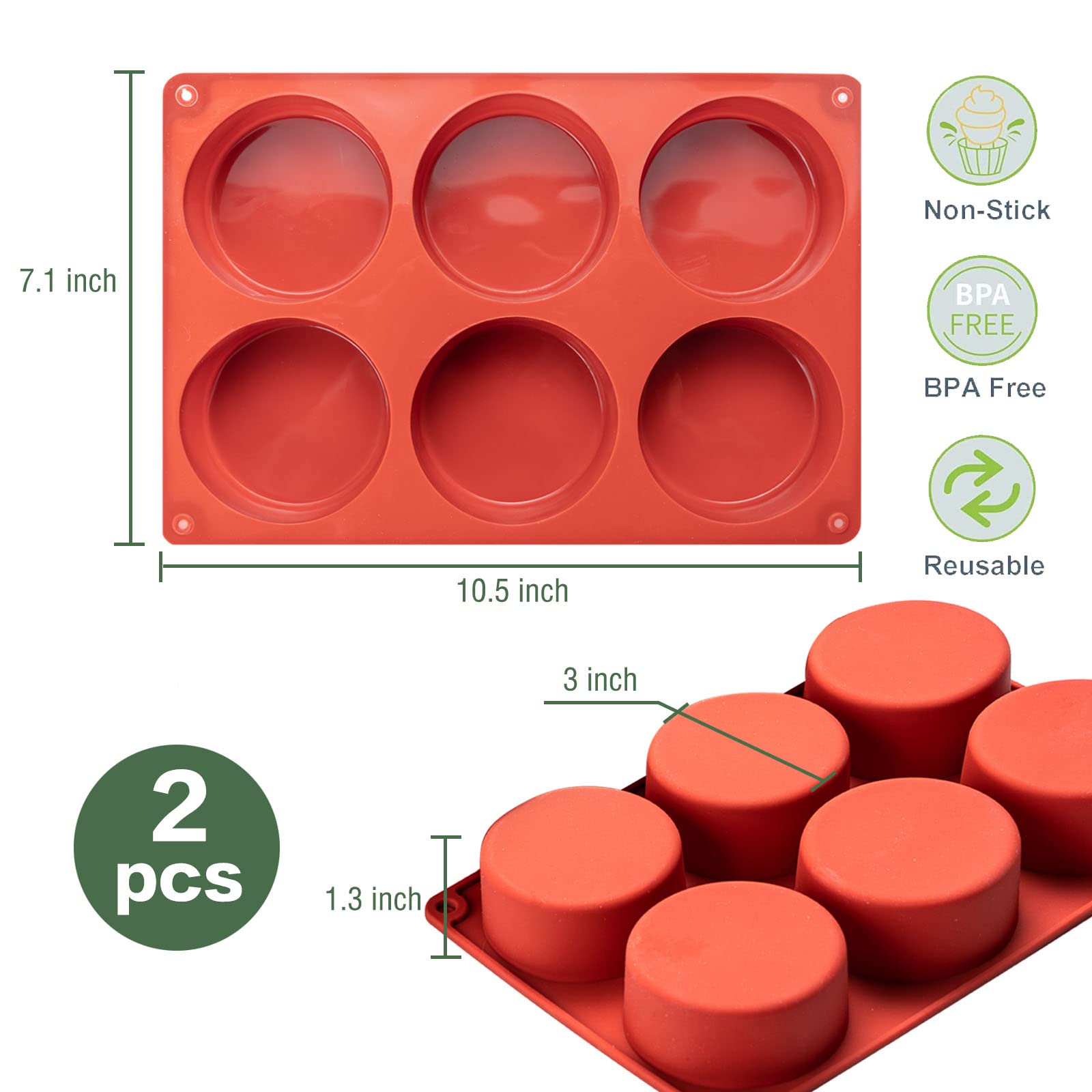 Dootafy silicone molds multi-use round batch for dinner rolls and mini cakes.
