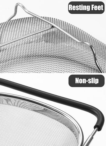 DOPMEP colander with rubber grip handles for safe use
