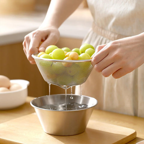 DOPMEP Dishwash-safe berry colander simplifies cleanup after fruit prep