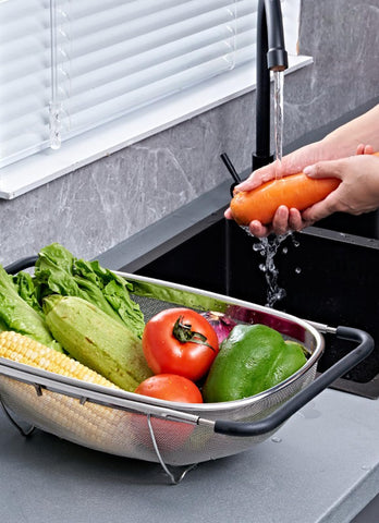 DOPMEP hands-free draining over sink setup