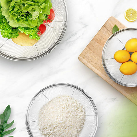 DOPMEP stackable colander saves space while drying ingredients efficiently.