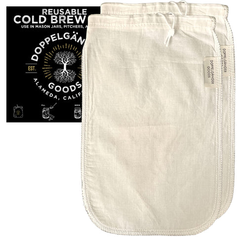 Doppeltree cold brew bag 8x12 open for easy loading and filtration.