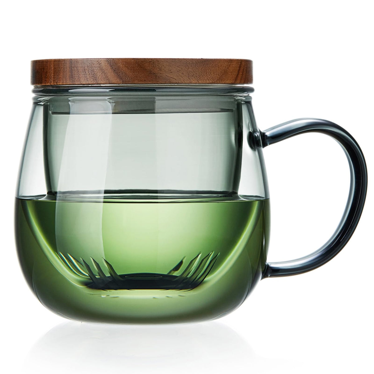 DOPUDO 17oz glass tea cup with infuser and lid shows steeping color clearly.