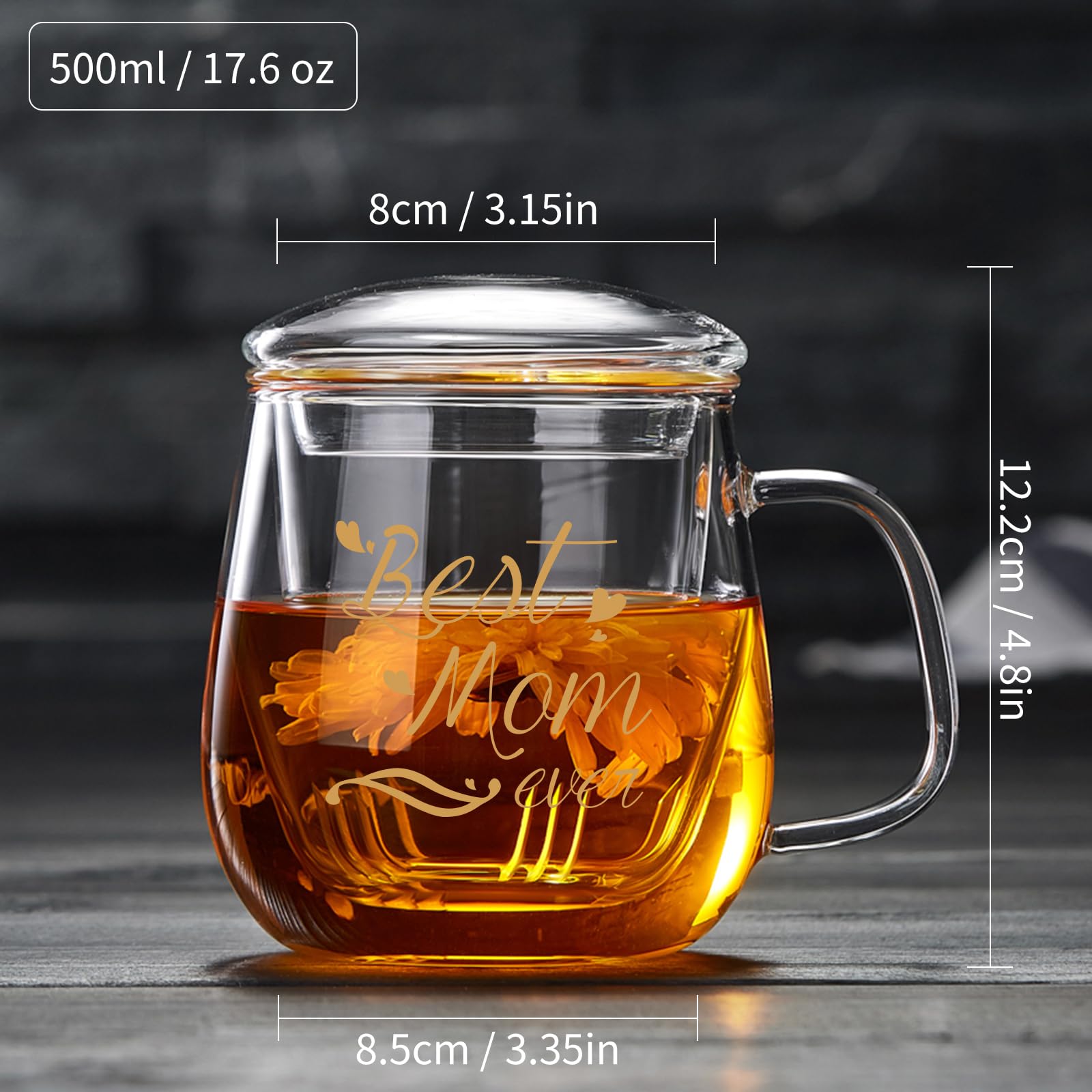 DOPUDO Best Mom Ever 17.6oz capacity for tea, coffee, or juice.