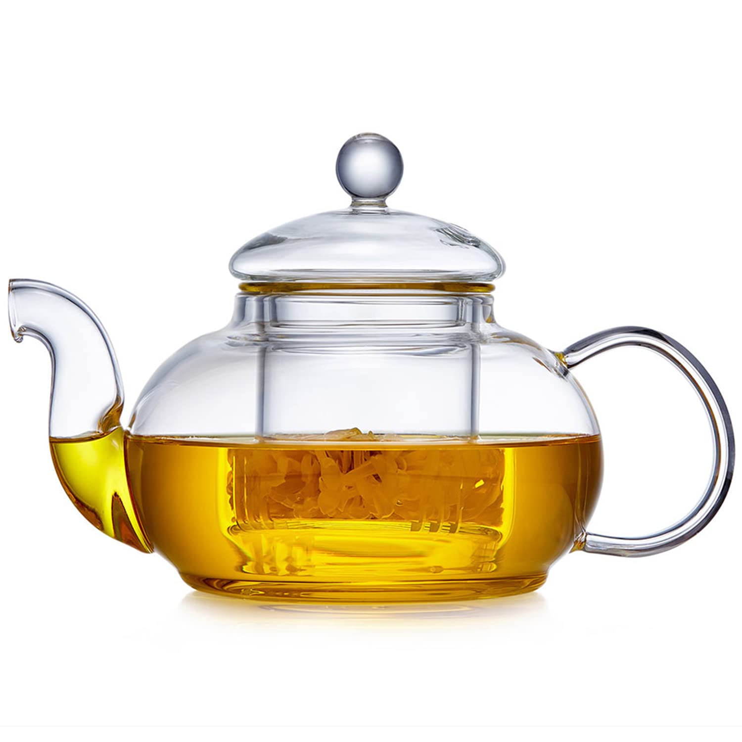 DOPUDO glass teapot with removable infuser for easy loose-leaf brewing at home