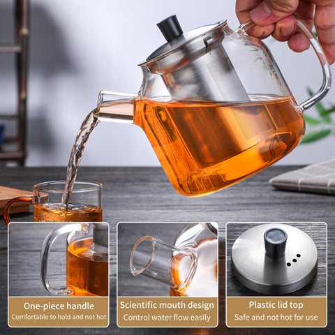DOPUDO glass teapot on stove top for steady heat and flavor