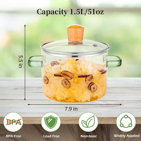 DOPUDO oven-safe glass pot demonstrates versatile stove-to-oven use.