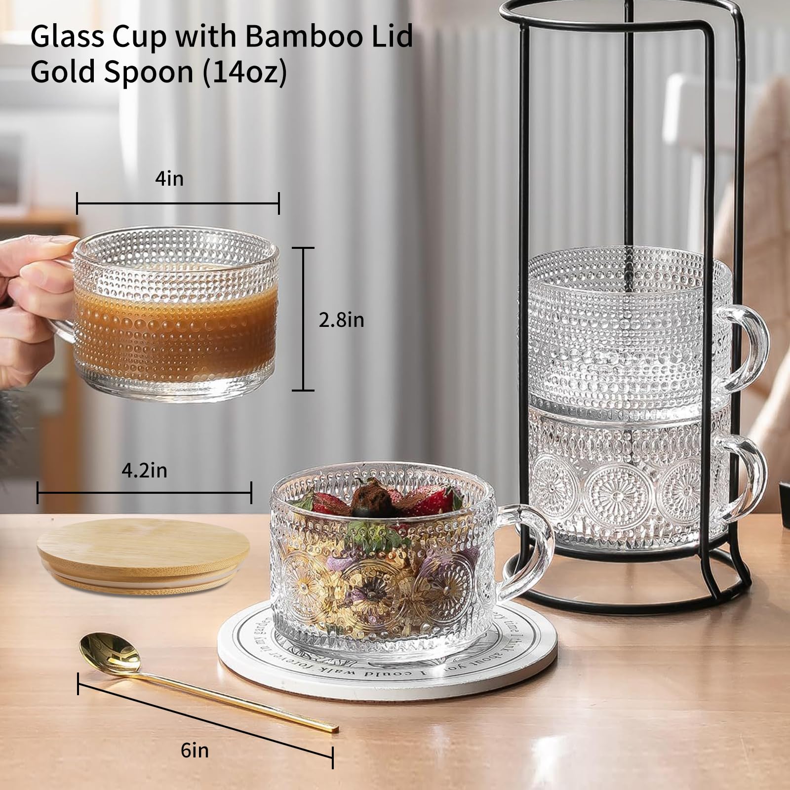 DOPUDO raindrop embossed glass mug adds retro charm to any drink