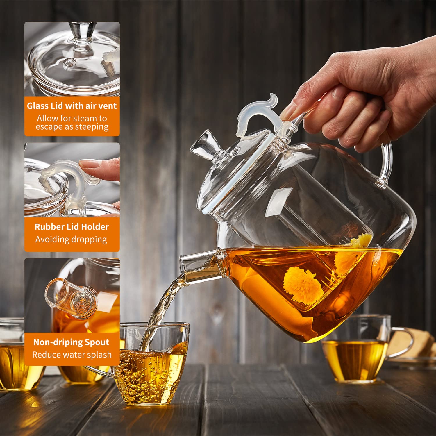 DOPUDO removable glass infuser preserves flavor during loose tea